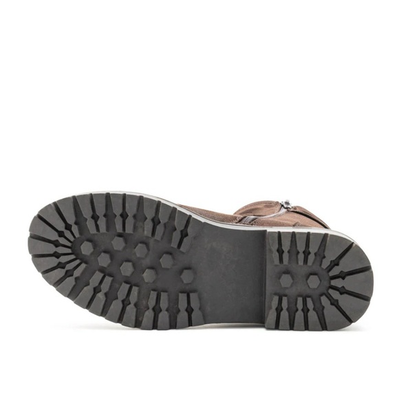 Combat Moto Boots - Faux Suede - Dark Brown - Lug Sole - Side Zipper - NWT - Picture 5 of 13